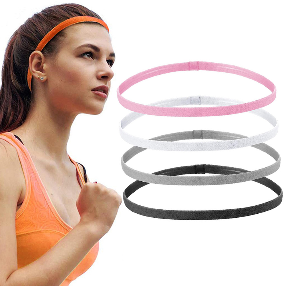 4 Uds. Diademas deportivas elásticas antideslizantes gruesas para mujeres y hombres, bandas para el cabello para Yoga, banda elástica antideslizante para entrenamiento, diadema deportiva