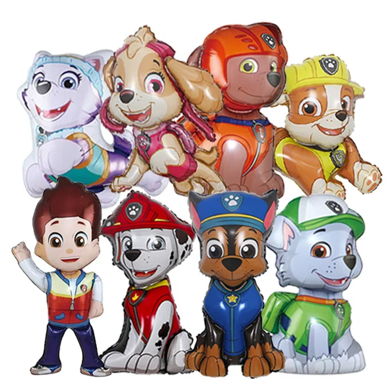 8 Uds. Nuevos suministros de decoración de cumpleaños de la patrulla canina de dibujos animados juego de globos con bola de aluminio Chase Marshall Skye para fiesta infantil