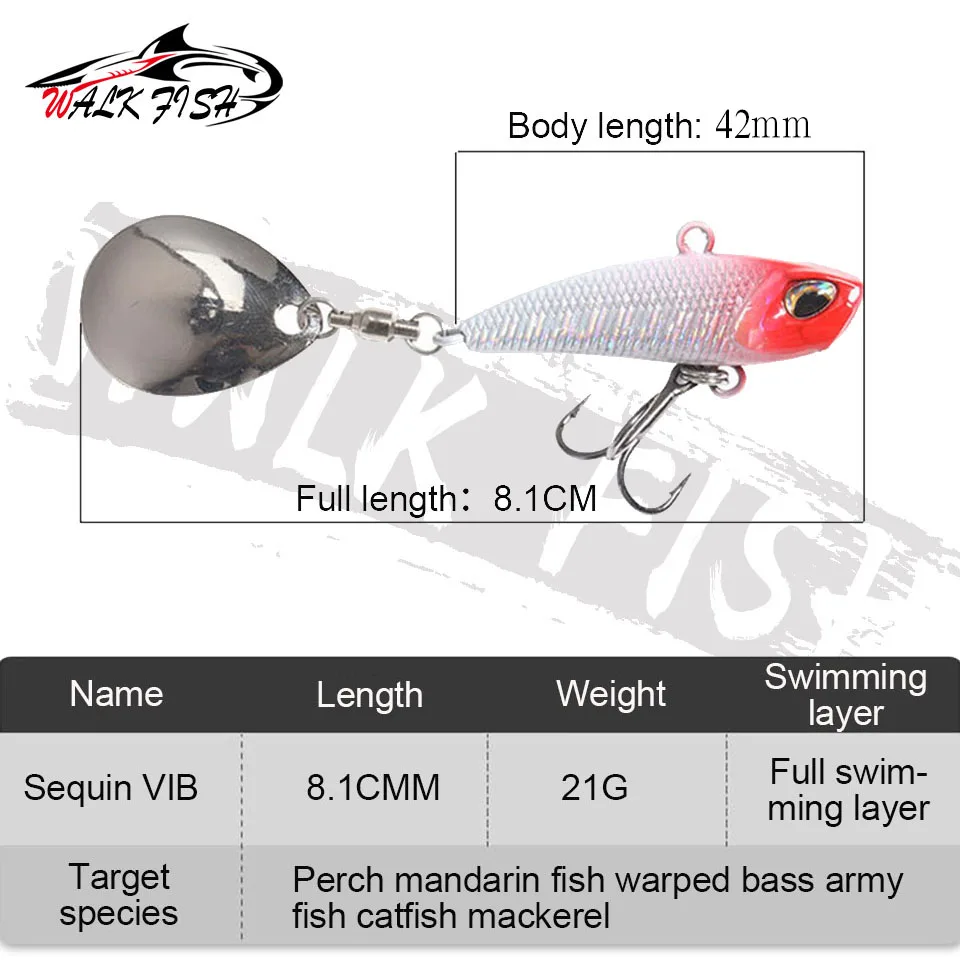 WALK FISH 7g 11g 15g 21g Spinner Köder Metall VIB Angeln Köder Rotierenden Schwanz Vibration pailletten Japan Wobbler Trolling Köder Pesca