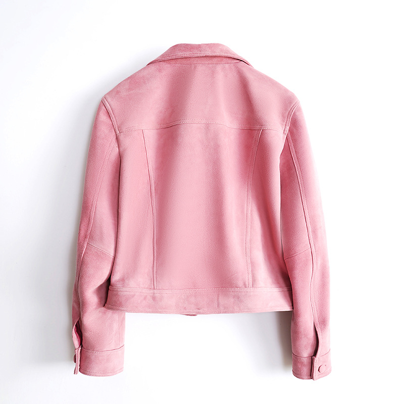 Real Leather Jacket For Women 2024 Spring Classic Quality Sheepskin Suede Lapel Single Breasted Casual Versatile Short Jaqueta