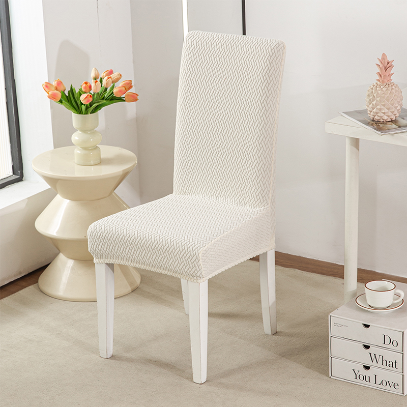 Long checkered jacquard chair cushion cover, solid color elastic chair cover, household dining chair cover