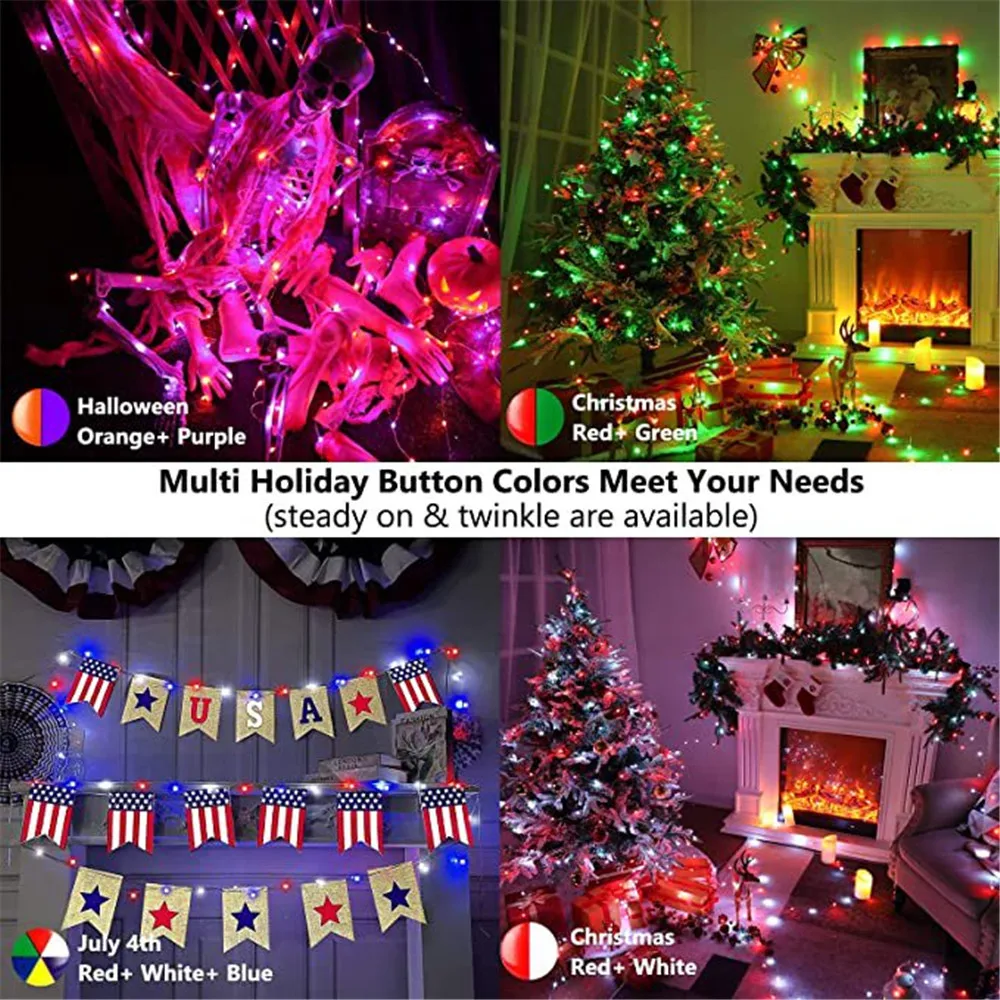 Guirnalda de luces LED de 5/10/15/20M con Bluetooth, USB, conexión WiFi Tuya, guirnalda de luces decorativas para fiesta de cumpleaños y Navidad para el hogar