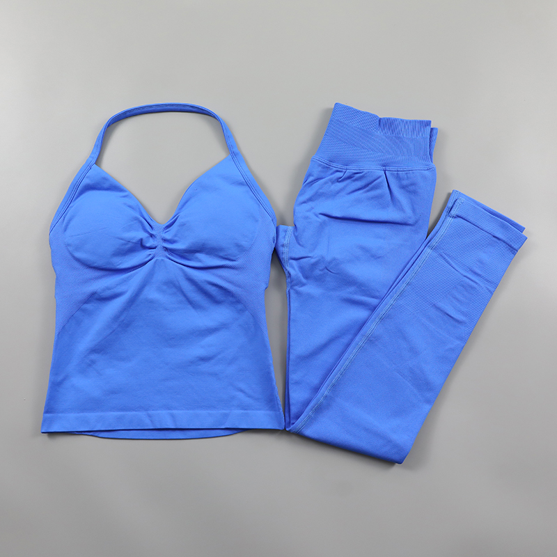 Conjunto de mallas de impacto para mujer, conjunto de Yoga sin costuras, ropa de Fitness, Legging de gimnasio, camiseta sin mangas acolchada, trajes de entrenamiento, ropa deportiva