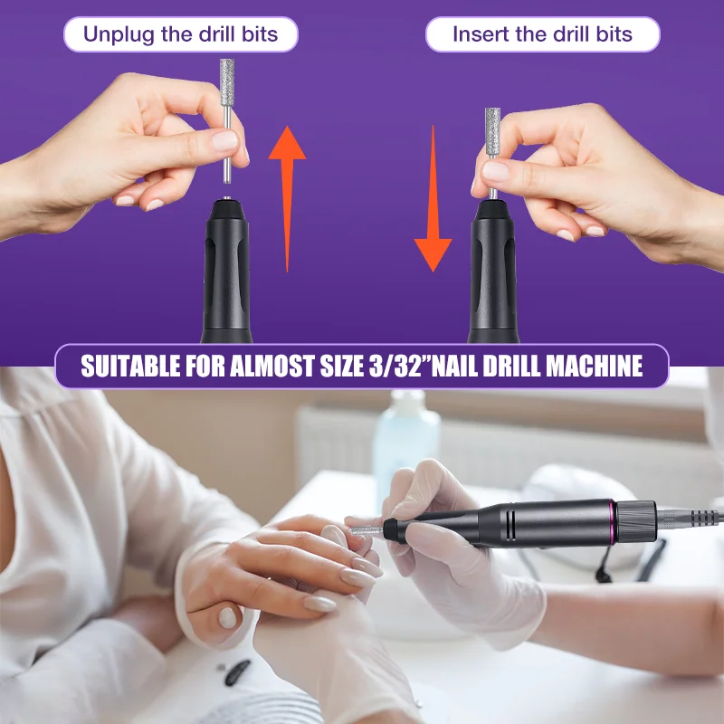 LadyMisty Gốm Titan Móng Mũi Dao Phay Cho Dụng Cụ Làm Móng 10 Dũa Móng Tay Đệm Móng Trang Thiết Bị Phụ Kiện