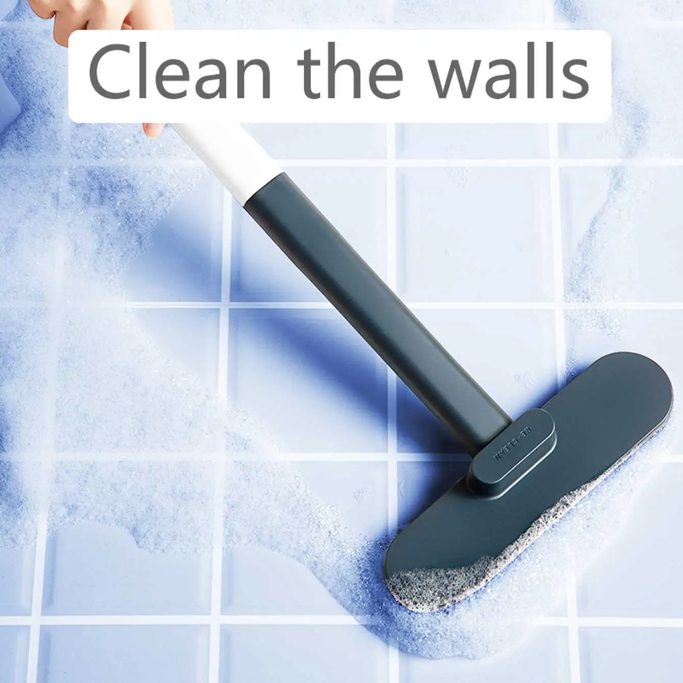 1 brosse de fenêtre multifonctionnelle à long manche, brosse de nettoyage à double usage humide et sec, brosse à verre, canapé, mur, poils d'animaux, nettoyage de tapis