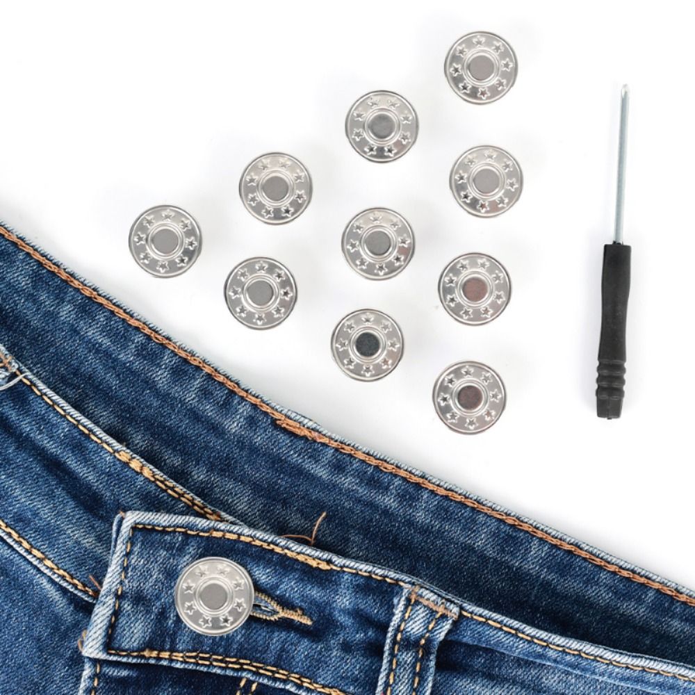 10 Stks/pak Jeans Taille Knopen 17Mm Nagelvrije Verstelbare Taille Extenders Knopen Afneembare Kleding Broek Taillegesp
