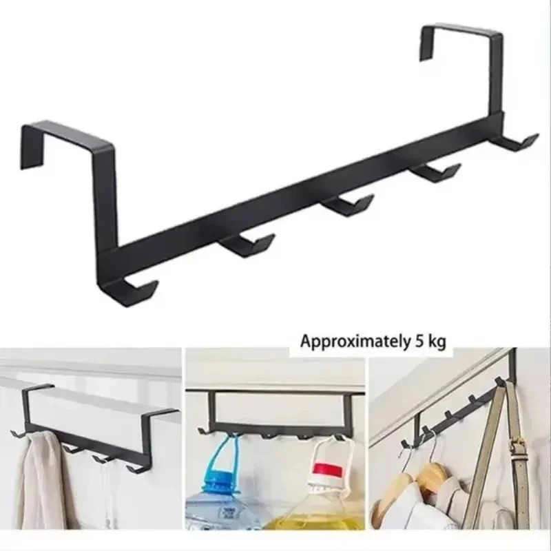 Hooks Over The Door 5 Hooks Home Bathroom Organizer Rack Clothes Coat Hat Towel Hanger Bathroom Kitchen Accessories