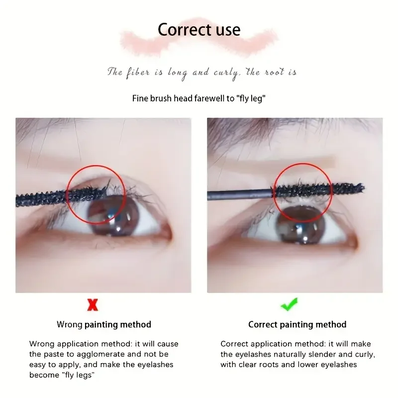 Silk Fiber Curling Mascara, Ultra-Fine Brush, Lengthening & Volumizing, Waterproof, Smudge-Proof, Long-Lasting, Unisex, Eye Safe