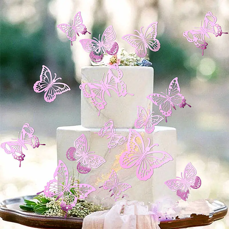 Topper para pastel de feliz cumpleaños, accesorio de oro rosa, plegable, tipo mariposa, para fiesta de niños, decoración de postres, regalo para Baby Shower, 12 piezas, nuevo