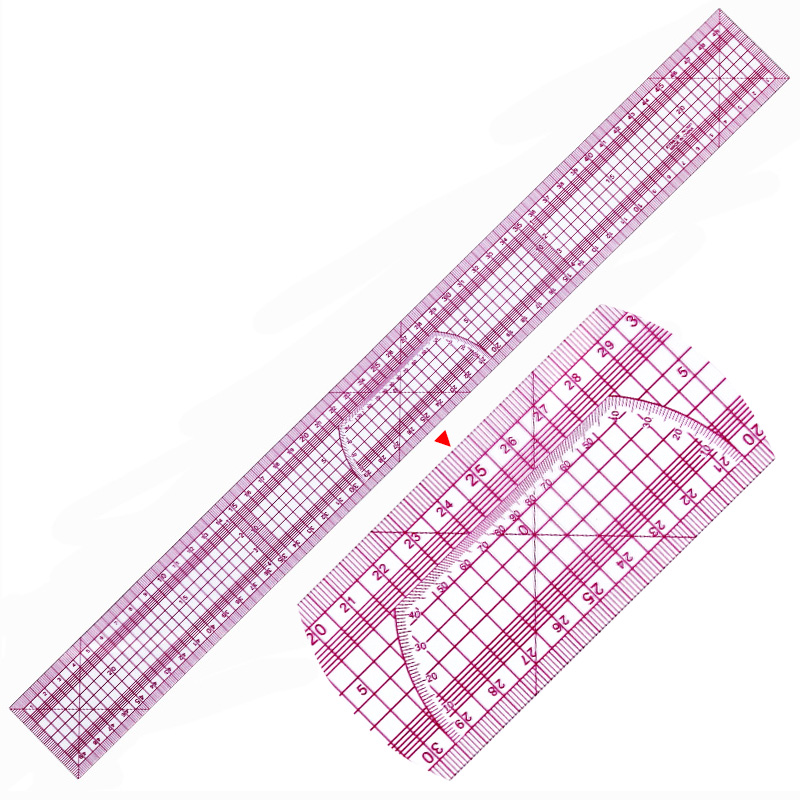 Regla de plástico de doble escala de 50 cm/19,68 pulgadas y 5 cm/2 pulgadas, herramienta de medición Flexible para coser y manualidades