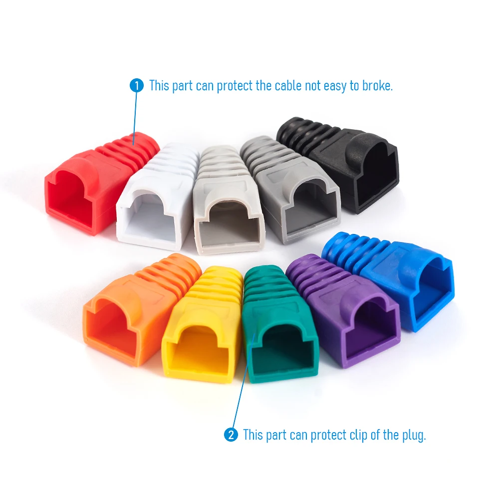 20/50 stücke OD6,5 Kabel Stecker Stecker Abdeckung CAT5E CAT6 RJ45 Ethernet Netzwerk Kabel 10 Farben Zugentlastung Stiefel