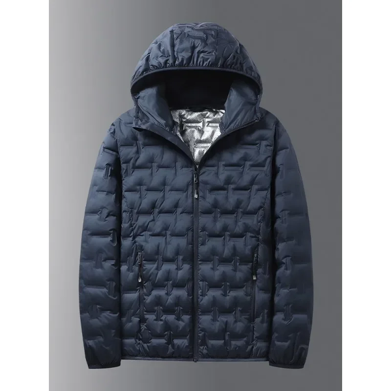 Winter Wit Donsjack Heren Grafeen Zelfopwarming Winddicht Geplooide Pufferjassen Met Capuchon Casual Warme Donsjassen Mannelijke Kleding