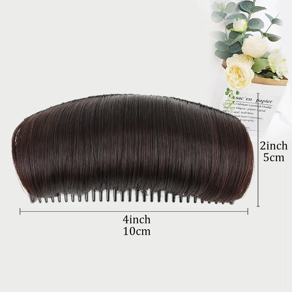 Clipe de coque invisível, base de cabelo sintético falso, almofada de cabelo fofo, ferramenta de inserção de estilo, volume, almofada de cabelo aumentada