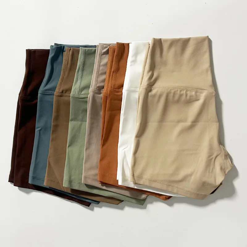 เซ็กซี่สีทึบนุ่มแน่นผู้หญิงฟิตเนสกีฬาสั้นเอวสูงโยคะสั้นLeggingsขี่จักรยานการฝึกอบรมที่ครอบคลุมJogกีฬา