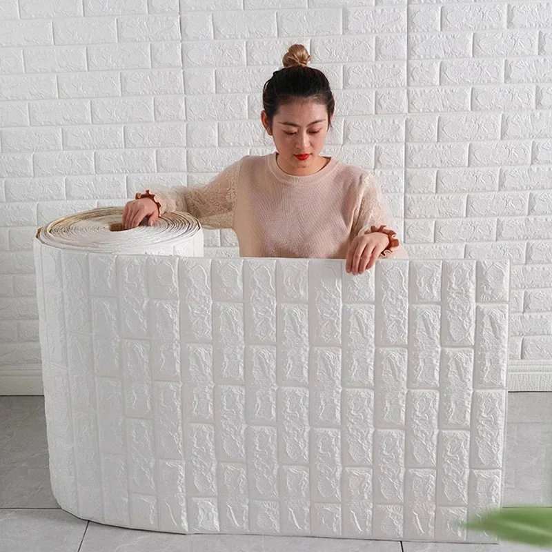 70 ซม.* 10 M 3D อิฐรูปแบบผนังวอลล์เปเปอร์ DIY กันน้ําสําหรับห้องนั่งเล่นห้องนอนห้องครัวพื้นหลังสติ๊กเกอร์ติดผนังตกแต่ง