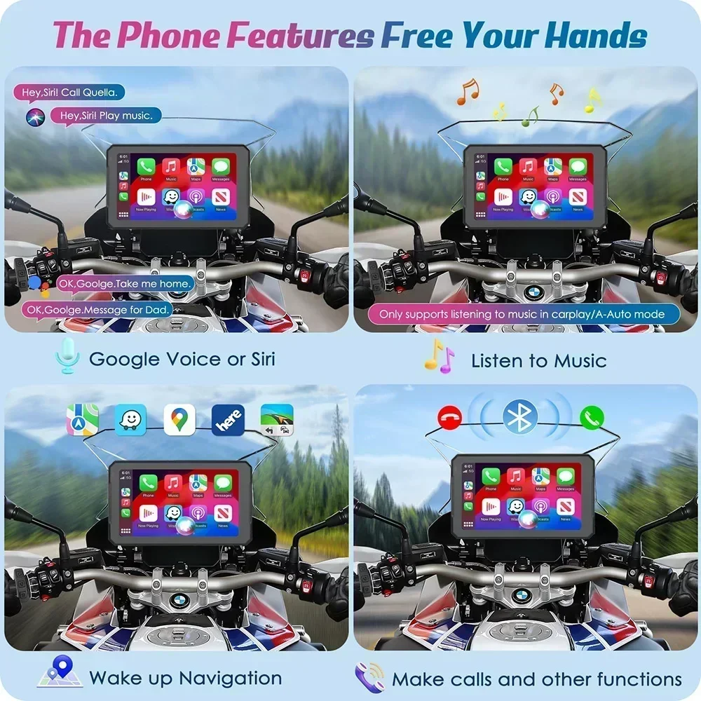 Carplay для bmw XR M1000 R1200GS R1250GS S1000XR R1300GS 7-дюймовый портативный мотоциклетный навигатор CarPlay Android Auto Navigator