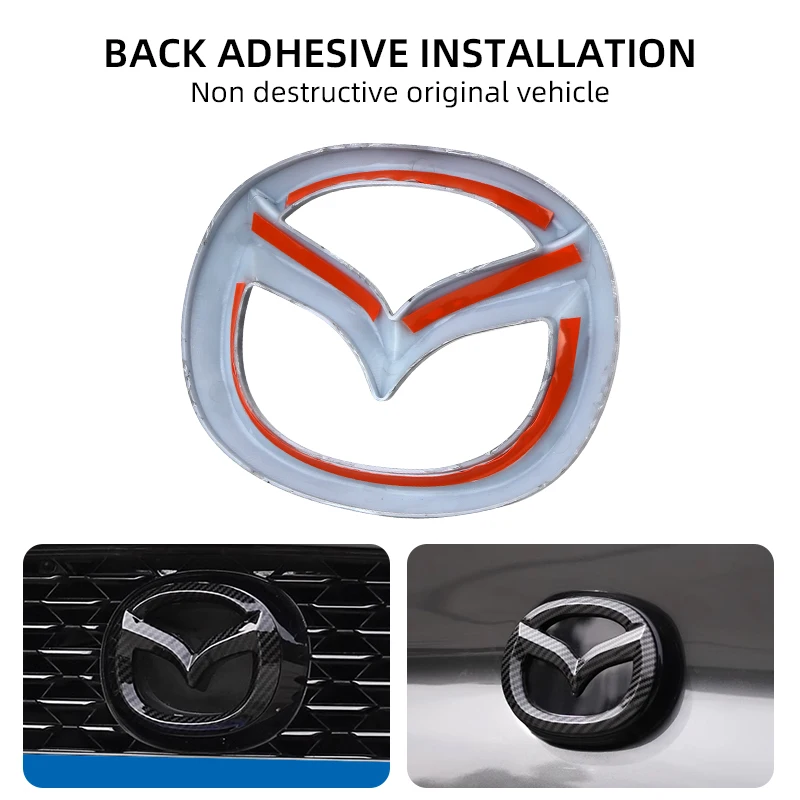 รถกระจังหน้าป้ายTrunkสัญลักษณ์สําหรับMazda 3 Axela Atenza 17-20 คาร์บอนไฟเบอร์ด้านหลังDecalอุปกรณ์เสริม