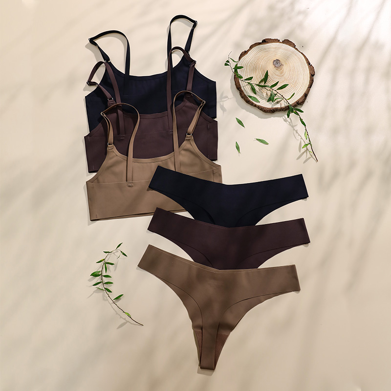 Vendita calda di alta qualità ultimo Design taglia usa eleganti reggiseni Wireless senza cuciture in seta di ghiaccio solido e Set di biancheria intima da donna