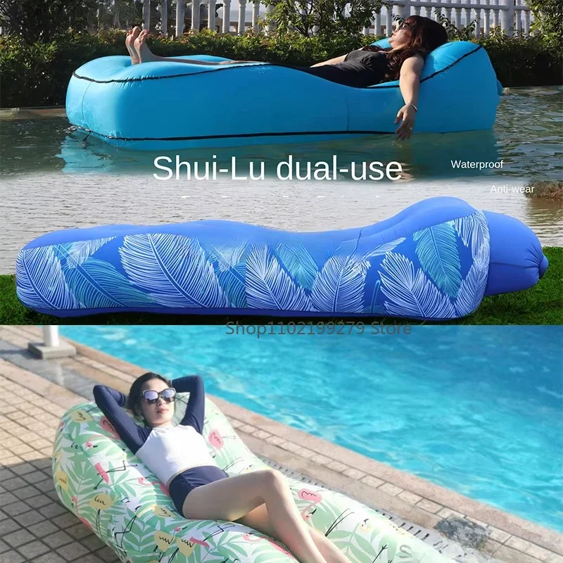 Canapé gonflable pliable d'extérieur, lit de couchage, Portable, pliable, pour voyage, plage, salon, lit paresseux, chaise