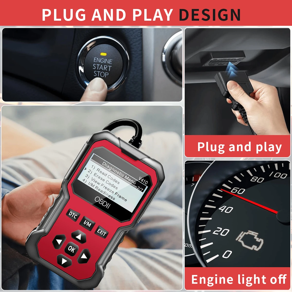 Scanner Obd2 pour voiture, outil de Diagnostic, lecteur de Code, lecteur de Code de défaut du moteur, peut diagnostic de tous les protocoles Obd Ii, voitures depuis 1996, outil de numérisation