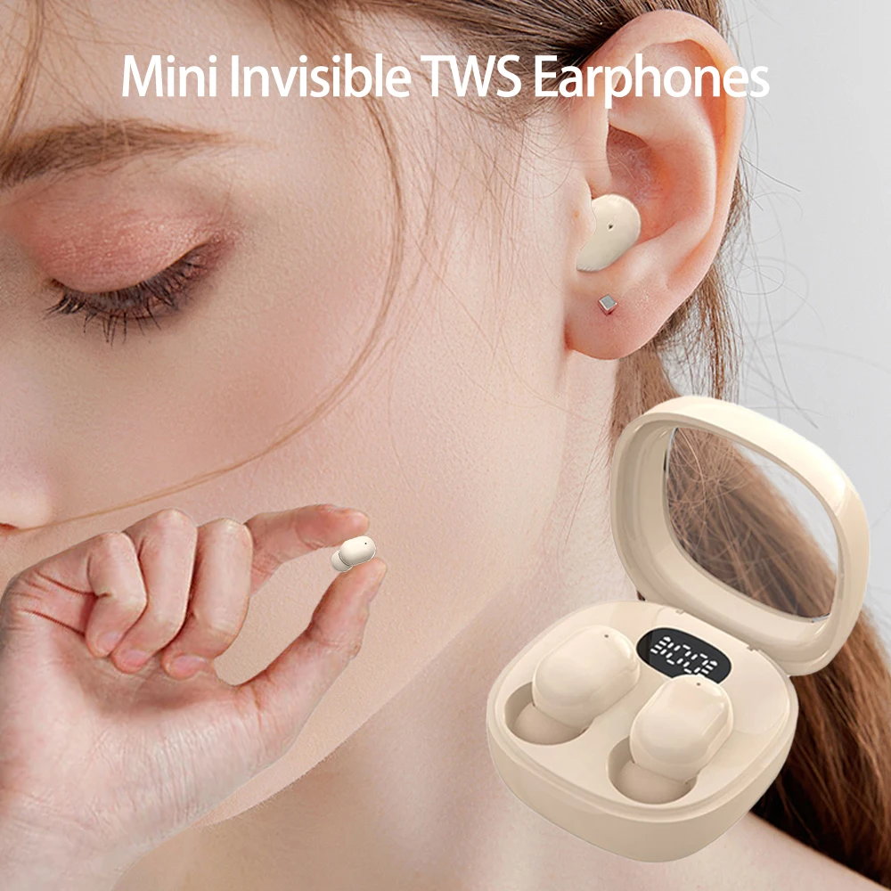 Mini cuffie invisibili TWS Bluetooth 5.3 Auricolari Wireless Heasets HIFI Stereo Auricolari con riduzione del rumore per iPhone Xiaomi
