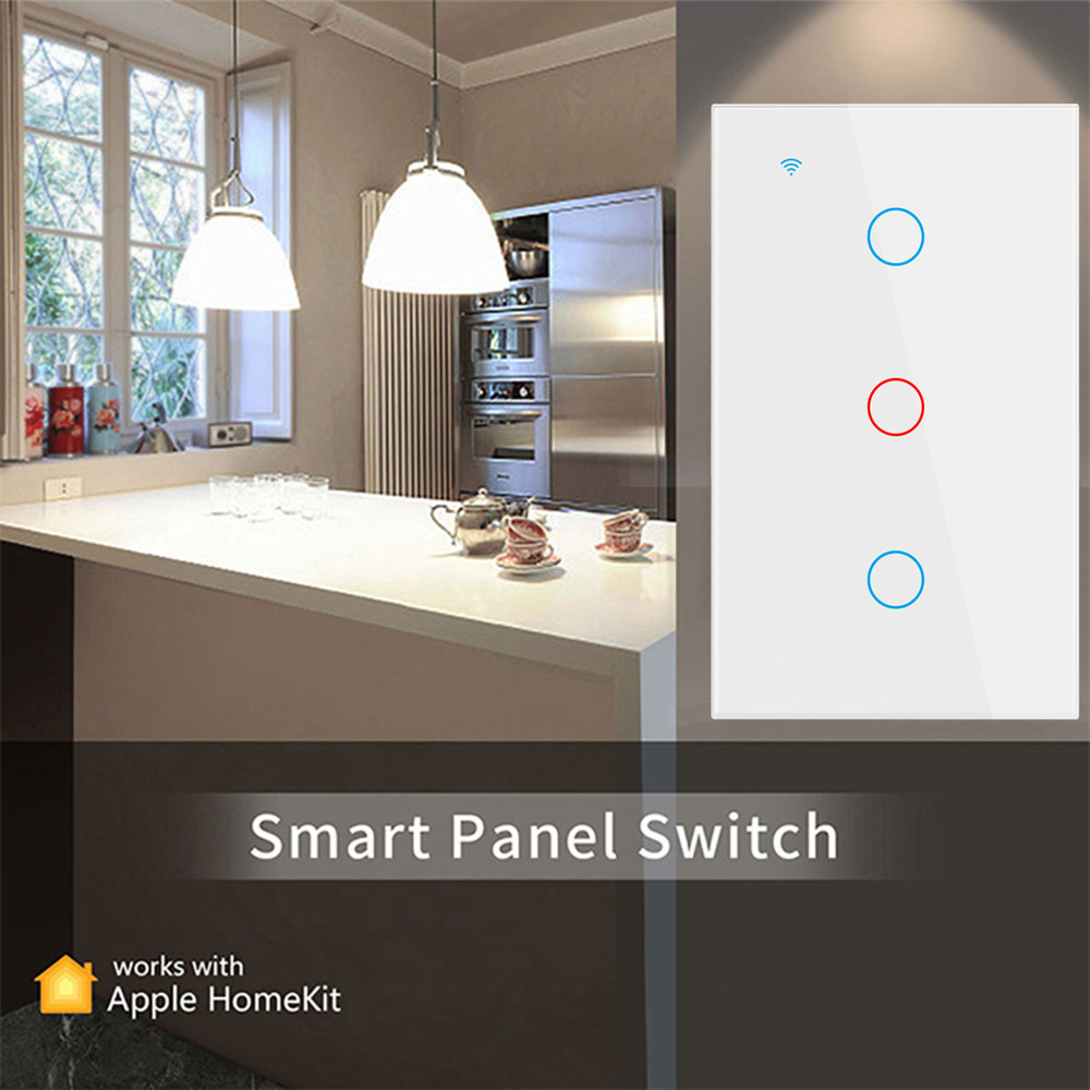 Apple Homekit Smart Switch No Neutral EU/US WIFI Touch Sensor Light Switch Wall Smart Home 1/2 /3 Gang Siri Voice Control 2022