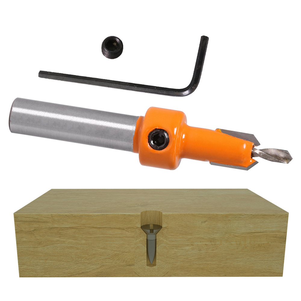Een set houtbewerking verzinkboormachine Schroef op legering kop Stapboor Hout Zelftappende schroefgatboor Installatiegereedschap