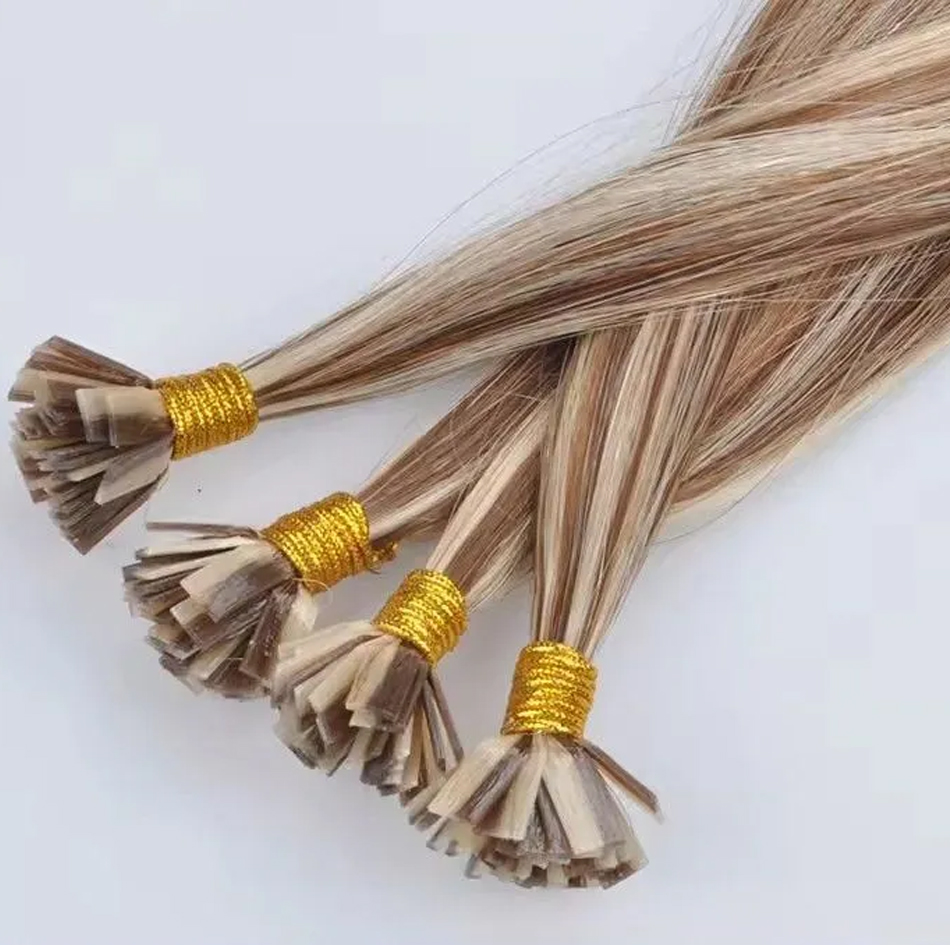 KerBrian-Extensions de cheveux à pointe plate pré-collées, cheveux raides indiens Remy, 50 grammes, double proximité, 16-30 pouces