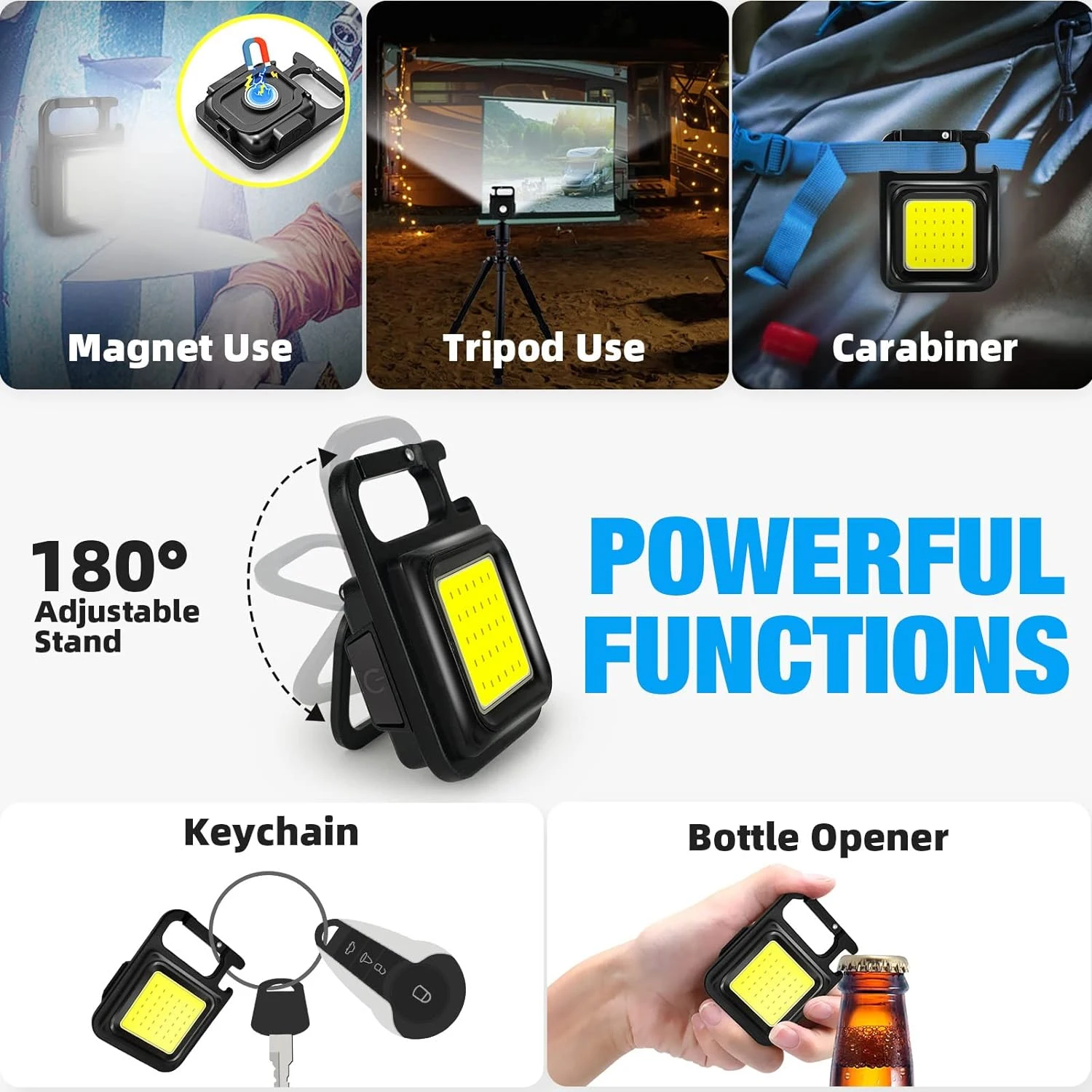 1/2/3/5 Uds Mini linterna LED COB llavero luz recargable impermeable lámparas de Camping reflector para pesca al aire libre senderismo