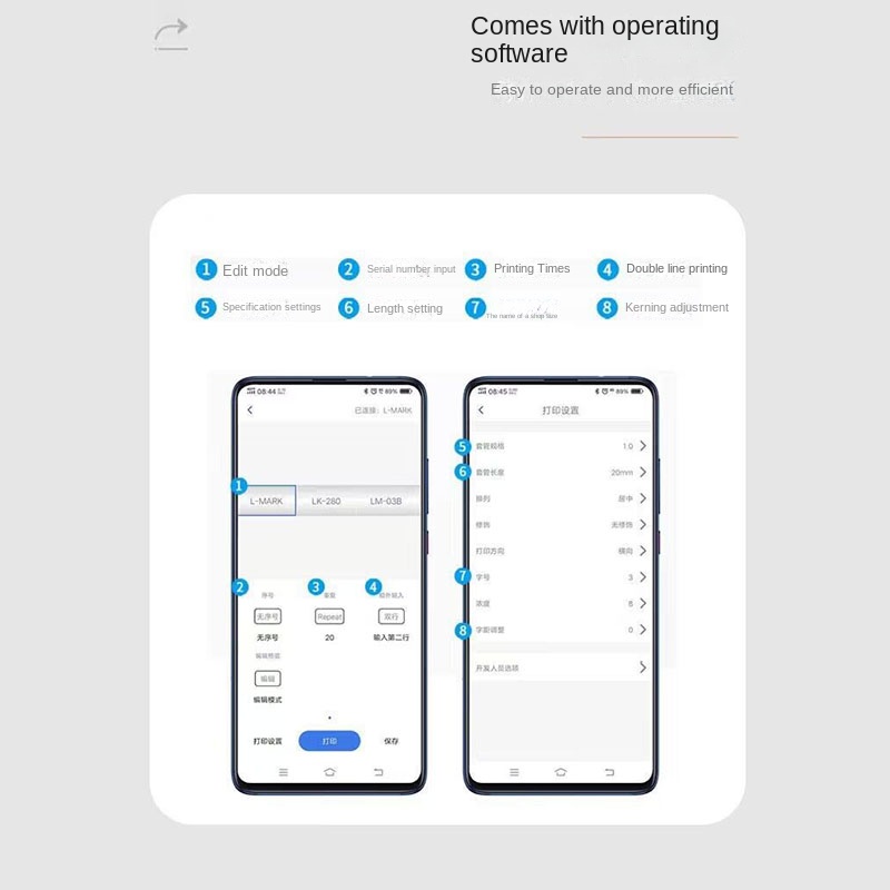 Printer Tube Angka Portabel Mesin Penanda Tube Pengecil Panas Mesin Penanda Bluetooth LK280 Printer Tube Nomor Pengkodean Kabel