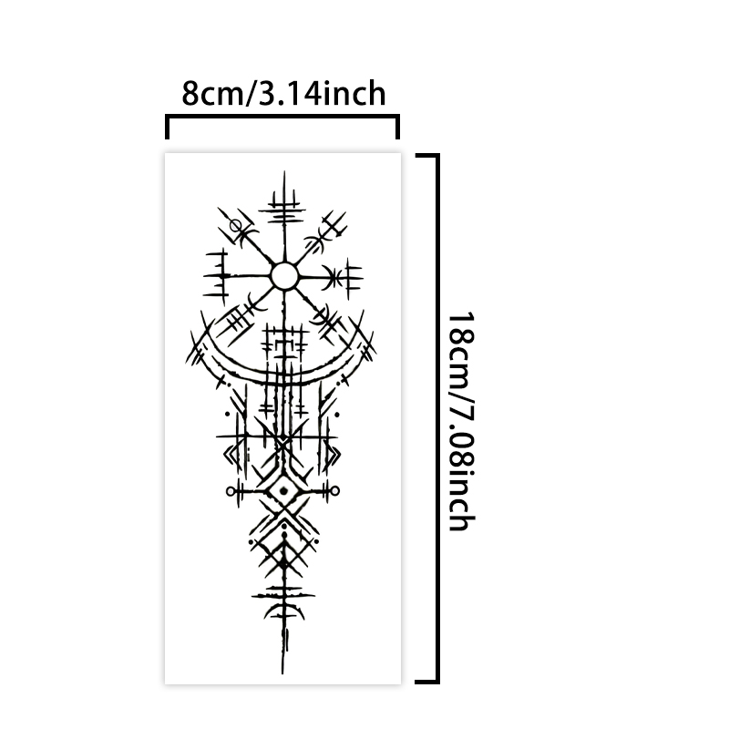 Autocollants de tatouage temporaire imperméables géométriques Runes Viking, imperméables longue durée pour une à deux semaines, pour bras, jambe, 1 pièce.
