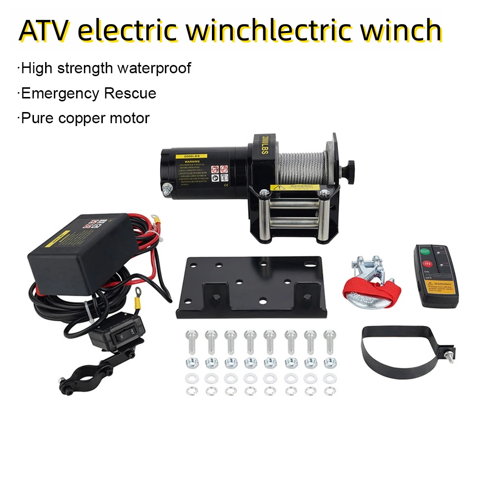 guincho da corda de fio do guincho da C.C. do guincho do buggy da praia de 12v/24v 2000lb