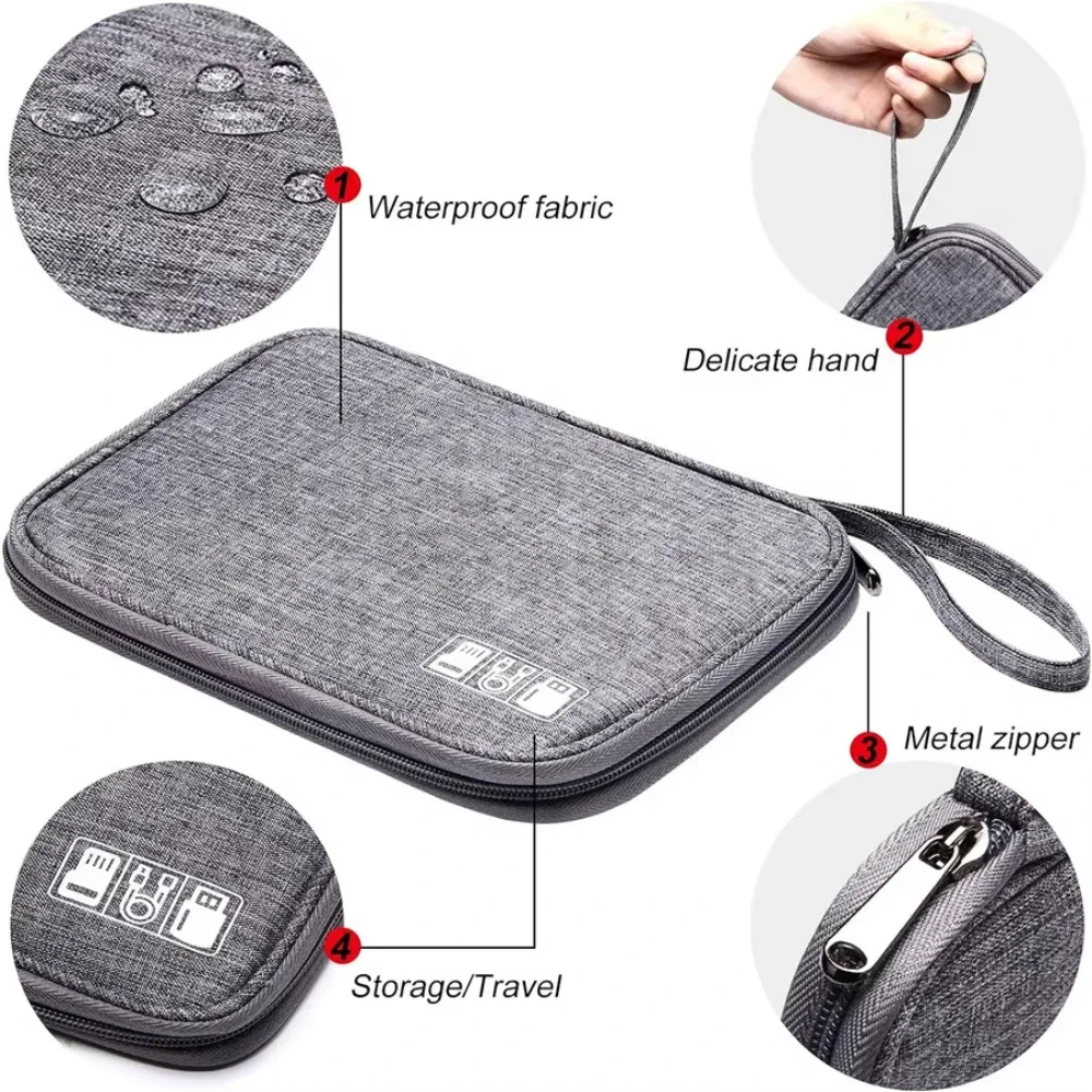 NNBILI Borse portaoggetti per cavi Kit sistema Custodia Caricatore USB Telefono dati Auricolare Penna a filo Accumulatori e caricabatterie di riserva Dispositivi gadget digitali