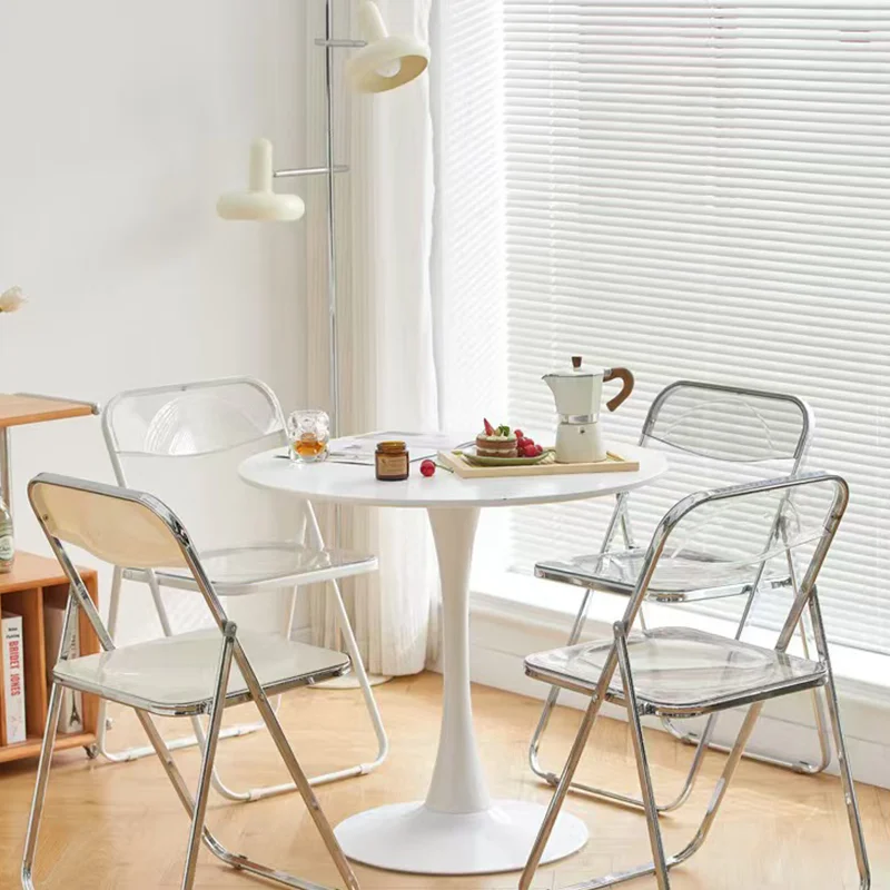 Sedia pieghevole trasparente Sedia da pranzo in acrilico Sedia da trucco trasparente stile Ins per sala da pranzo Abbigliamento e arredamento per la casa moderni ed eleganti