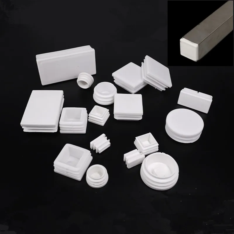 10Pcs White Rectangle Plastic Pipe Plug Blanking End cap 30x30mm square tube plug anti-slip table chair foot cover Home Decor