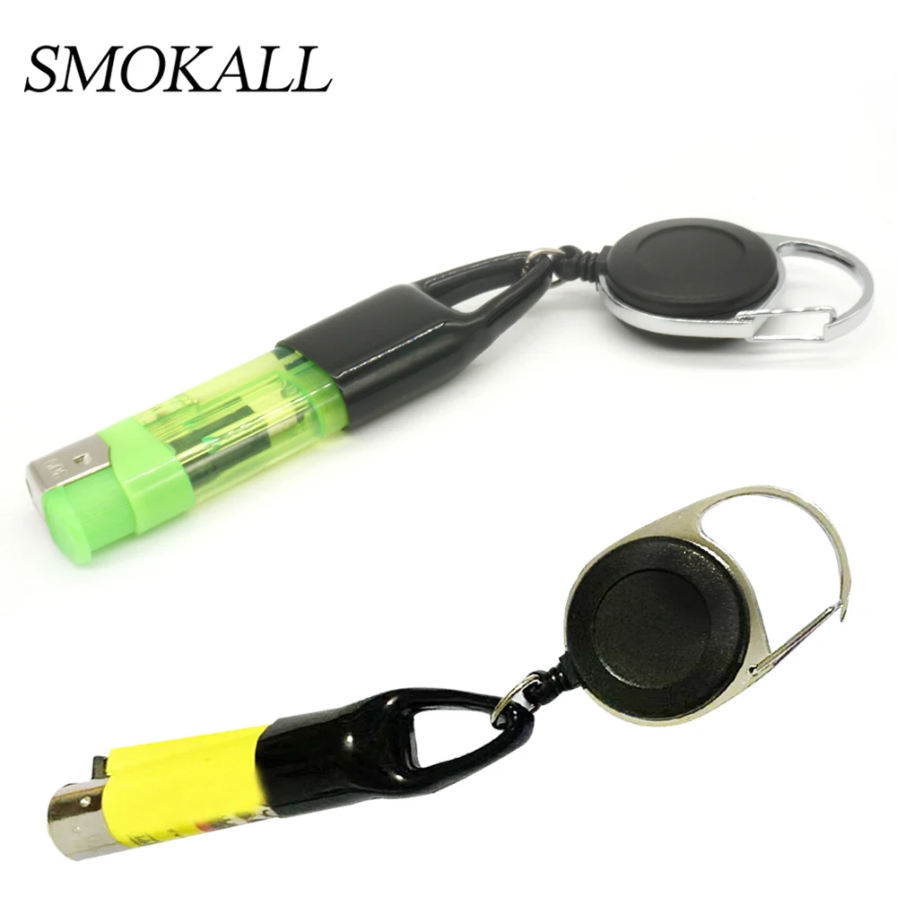 Funda protectora de silicona para encendedor de piezas, llavero retráctil, soporte para encendedor de tamaño Regular, Clip de manga, accesorios para fumar