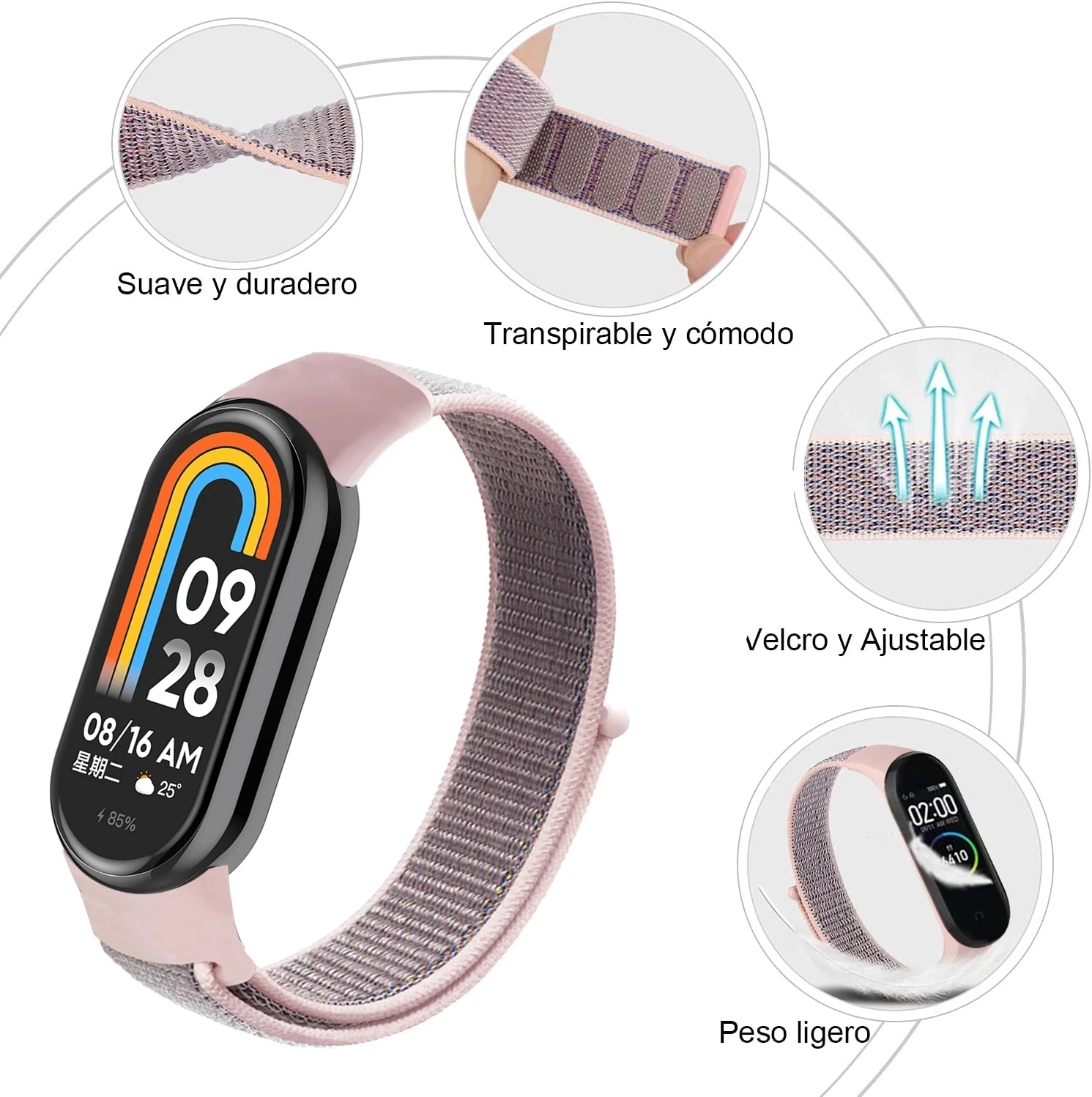 Nylon Loop Strap For Xiaomi Mi Band 8 7 6 5 4 3 Bracelet SmartWatch Wristband Replacement Sport Pulsera Watchband Miband 8 NFC
