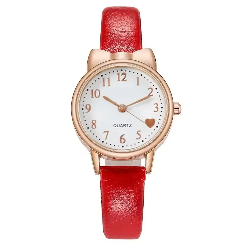 Bonito crianças relógio crianças digital dial conjunto pulseira de couro relógios quartzo grande dial meninas relógio sem caixa montre femme reloj mujer