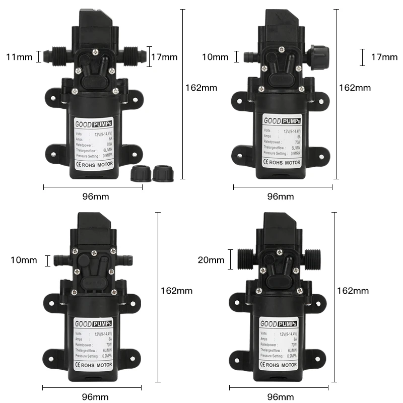 1pcs อัตโนมัติ Flow SWITCH 6L/Min DC12V 70W 130PSI อัตโนมัติปั๊มน้ําไดอะแฟรมขนาดเล็กปลอดภัยแรงดันสูง Self Priming ปั๊ม