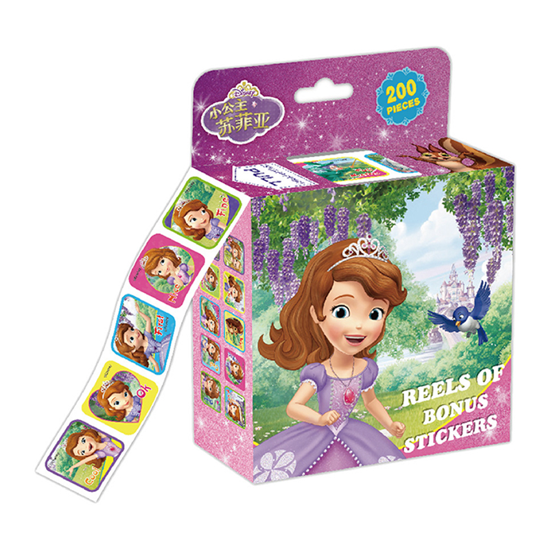 200 stks/doos Reflecterende Disney Stickers Verwijderbare Anime Frozen Mickey Sofia Prinses Marvel Roll Sticker Kinderen Speelgoed Verjaardagscadeautjes