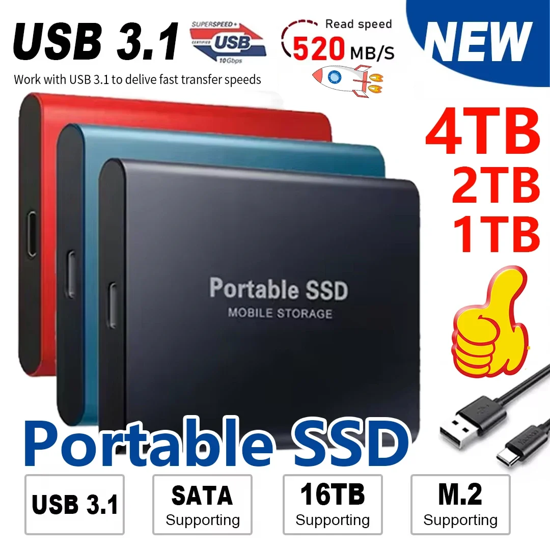 Disco duro portátil SSD Original de 1TB USB3.1 disco duro de alta velocidad tipo C disco sólido 2TB 4TB SSD externo para teléfono/Loptop/Mac/PC