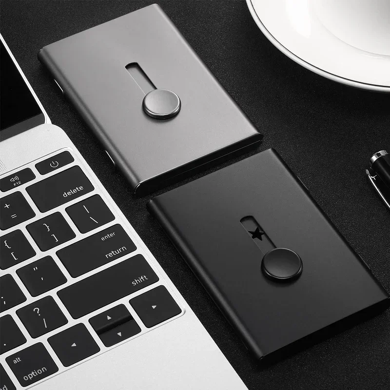 โลหะผู้ถือบัตรธุรกิจ Hand Push Card Case Bank Card สมาชิกแพคเกจ Ultra Thin นามบัตรกล่องบรรจุภัณฑ์ Organizer