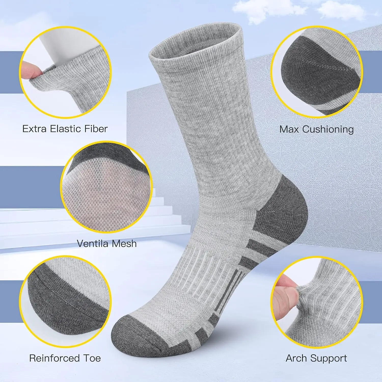 8 Uds calcetines deportivos acolchados calcetines transpirables para correr calcetines deportivos al aire libre duraderos y de alto rendimiento para hombres y mujeres