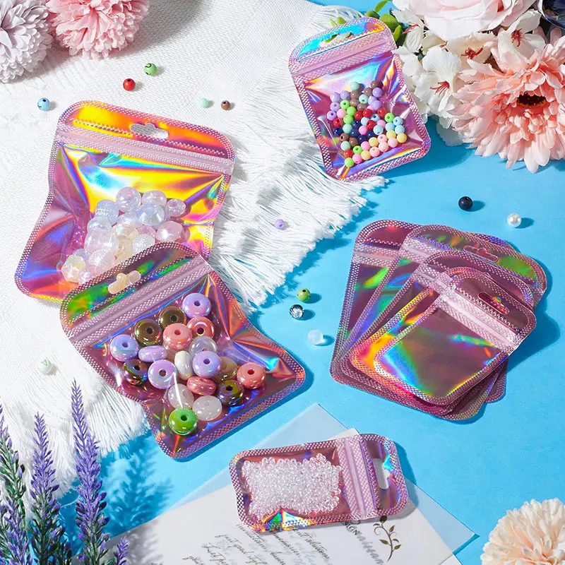 20/30/50 sacchetti a chiusura lampo laser iridescente - buste OPP richiudibili per gioielli, confezioni regalo e confezioni al dettaglio