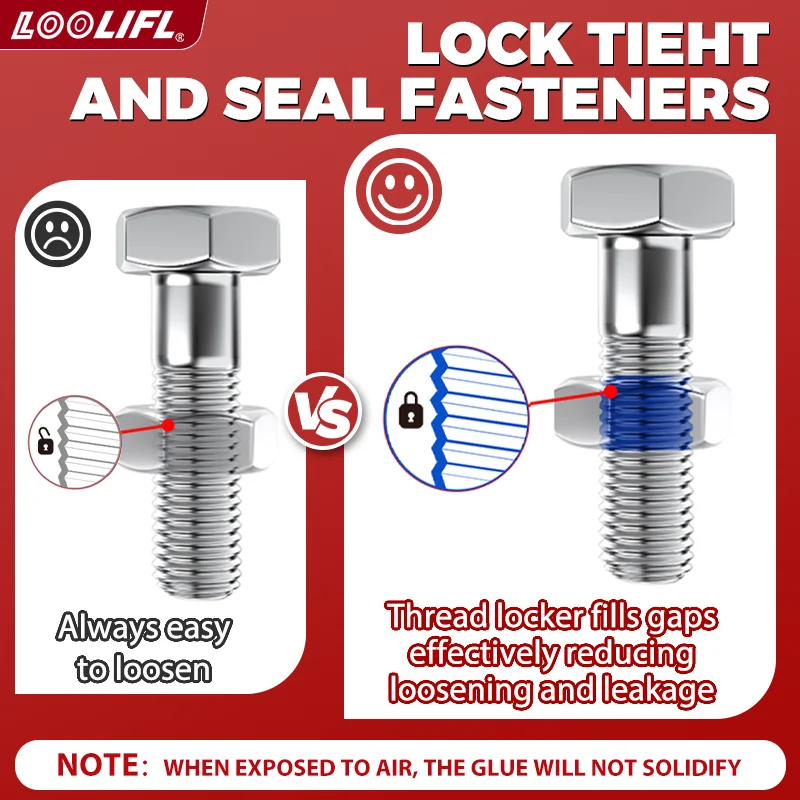 243 Blue Medium Strength Threadlockers, Universal Thread Adhesives, For All Metal Threaded Components, Removable Waterproof 50ML