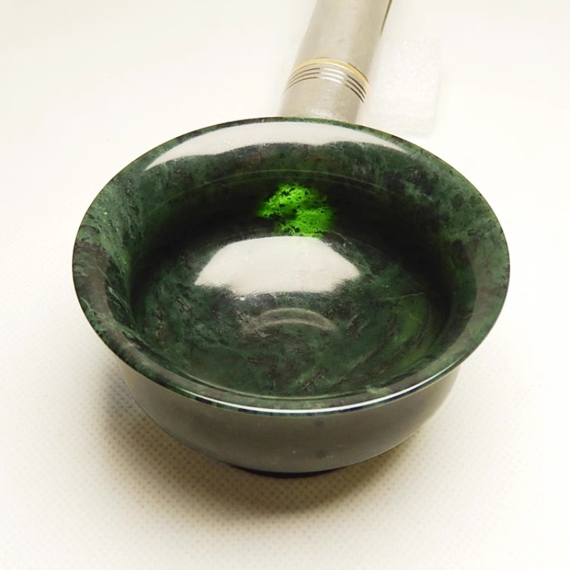 Natural verde escuro Jade Tea Cup, Boca grande água Cup, Medicine King Stone Tea Bowl, Copo de vinho