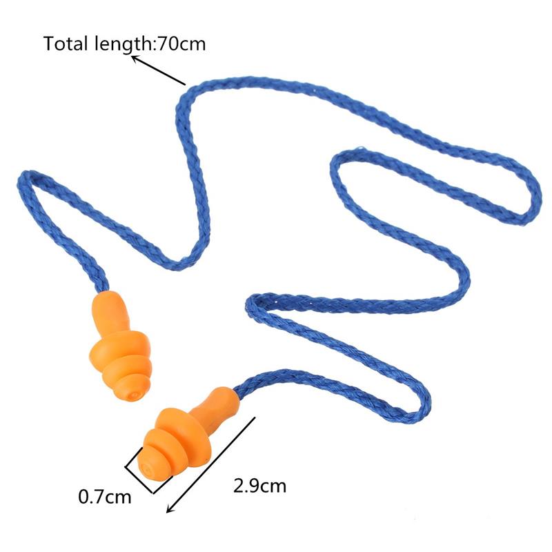 Nuevo 10 unids/lote tapones para los oídos con cable de silicona suave Protector de oídos protección auditiva reutilizable tapones para los oídos con reducción de ruido orejeras para dormir