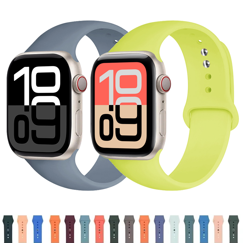 Silicone Band For Apple Watch strap S11 S10 46mm 42mm 45mm 44-40mm sport bracelet iwatch series 8 7 6 5 4 3 SE 9 Ultra 2-3 49mm