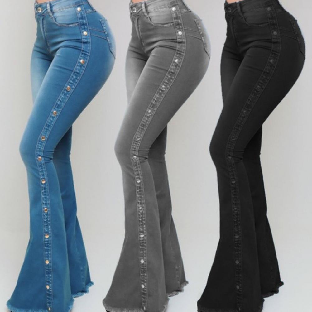 Stylish Flare กางเกงยีนส์ควบคุม Tummy Skin-Touch Skinny Flare กางเกงยีนส์ผู้หญิงขากว้าง Flare DENIM กางเกง