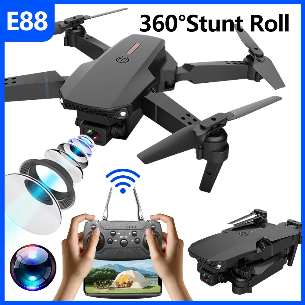 E88 mini drone uav 360 graus de rotação dobrável wifi controle remoto fotografia aérea quadcopter brinquedo helicóptero um clique novo